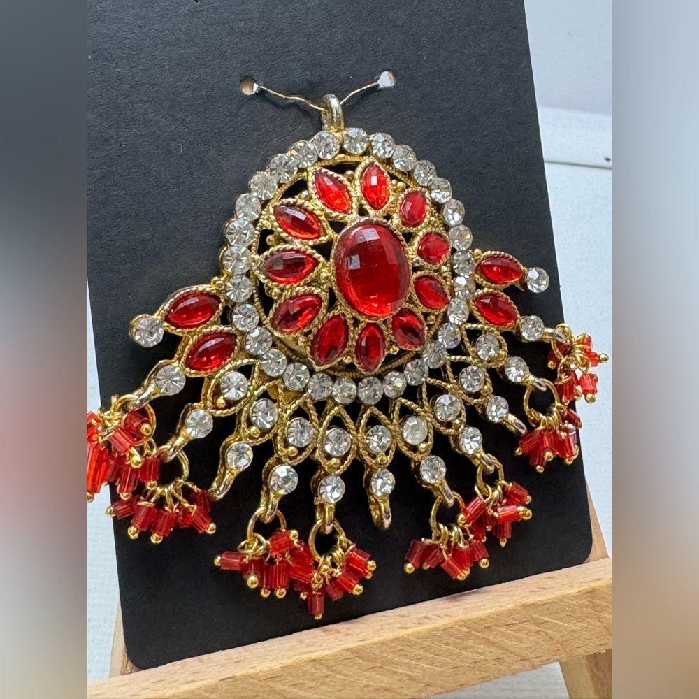 Red and Gold Pendant /Thikli headpeice